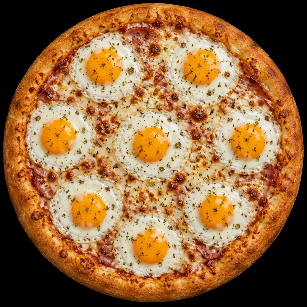 Pizza con huevos fritos de Historietas Resto Bar, Junín